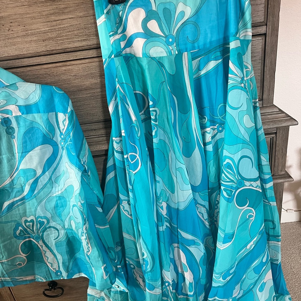 Pucci  Blue and Turquoise maxi skirt